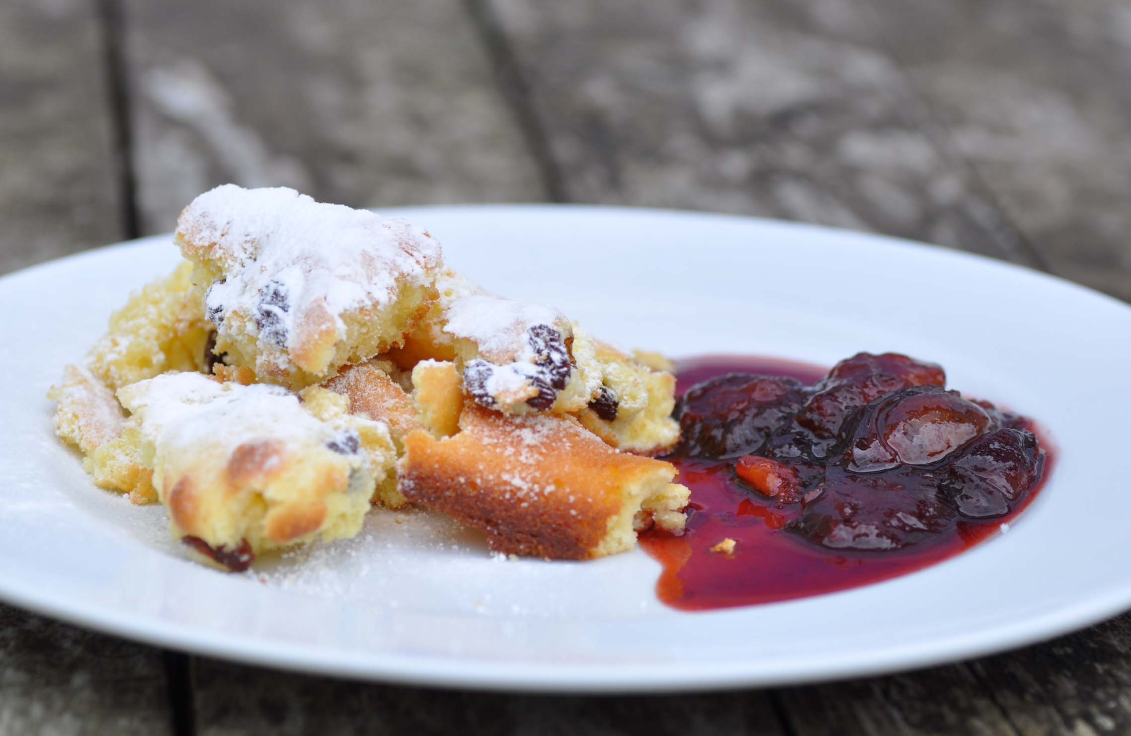 kaiserschmarrn with plum compote // kaiserschmarrn mit zwetschgenröster ...